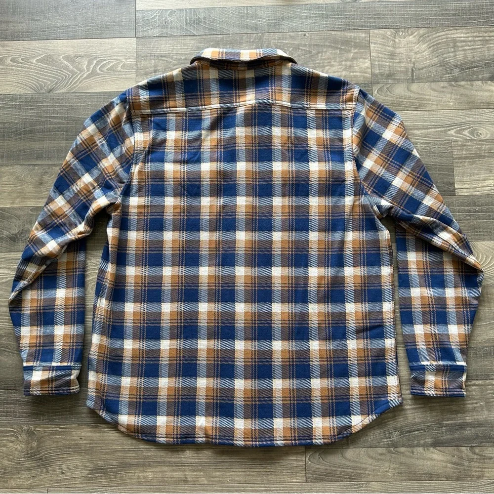 NWT J Crew Seaboard Soft Knit Shirt Men’s XL Brown Blue White Plaid BV898
